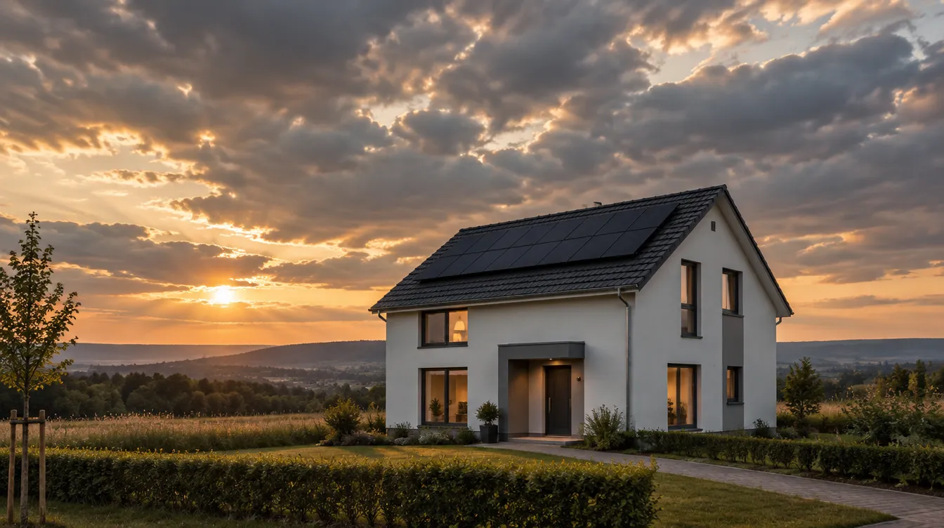 Modernes Einfamilienhaus am Abend