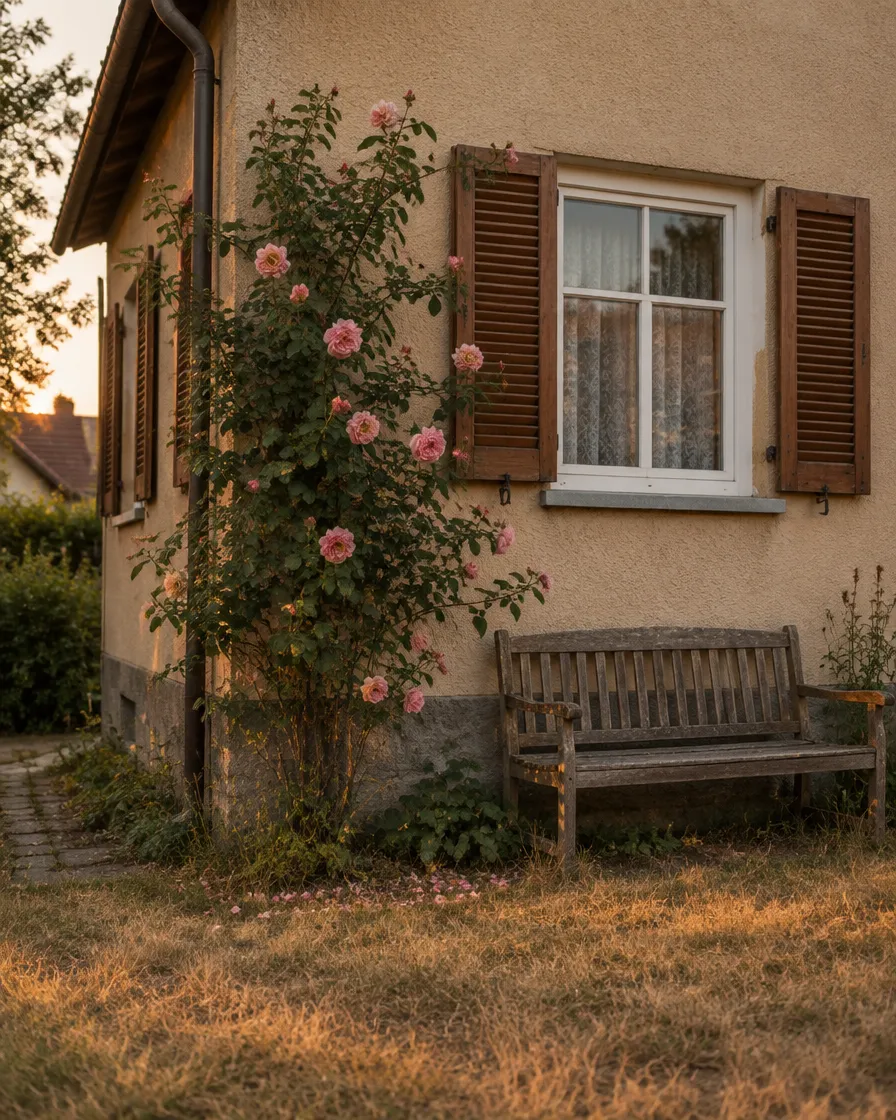 Hausdetail mit Rosen
